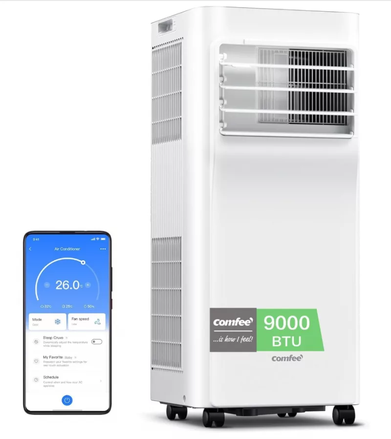 Aire acondicionado portátil monotubo COMFEE 3 en 1 de 9.000 BTU con función ventilador y deshumidificador